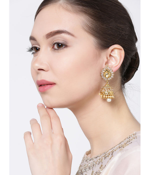 YouBella Gold-Toned Dome Shaped Jhumkas